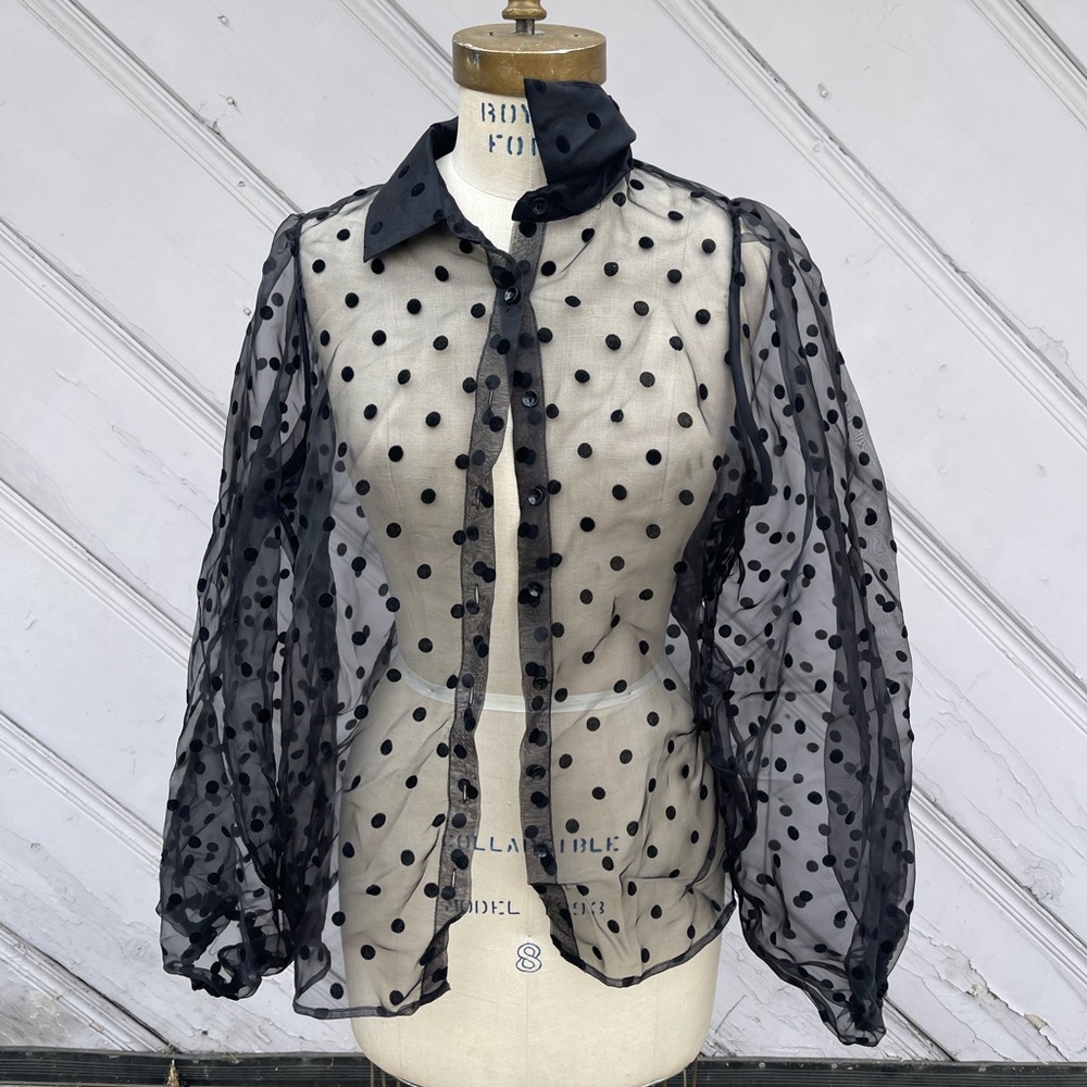 Forever 21 Sheer Polkadot Bell Sleeve Button Down Top 4 for $20 Bundle